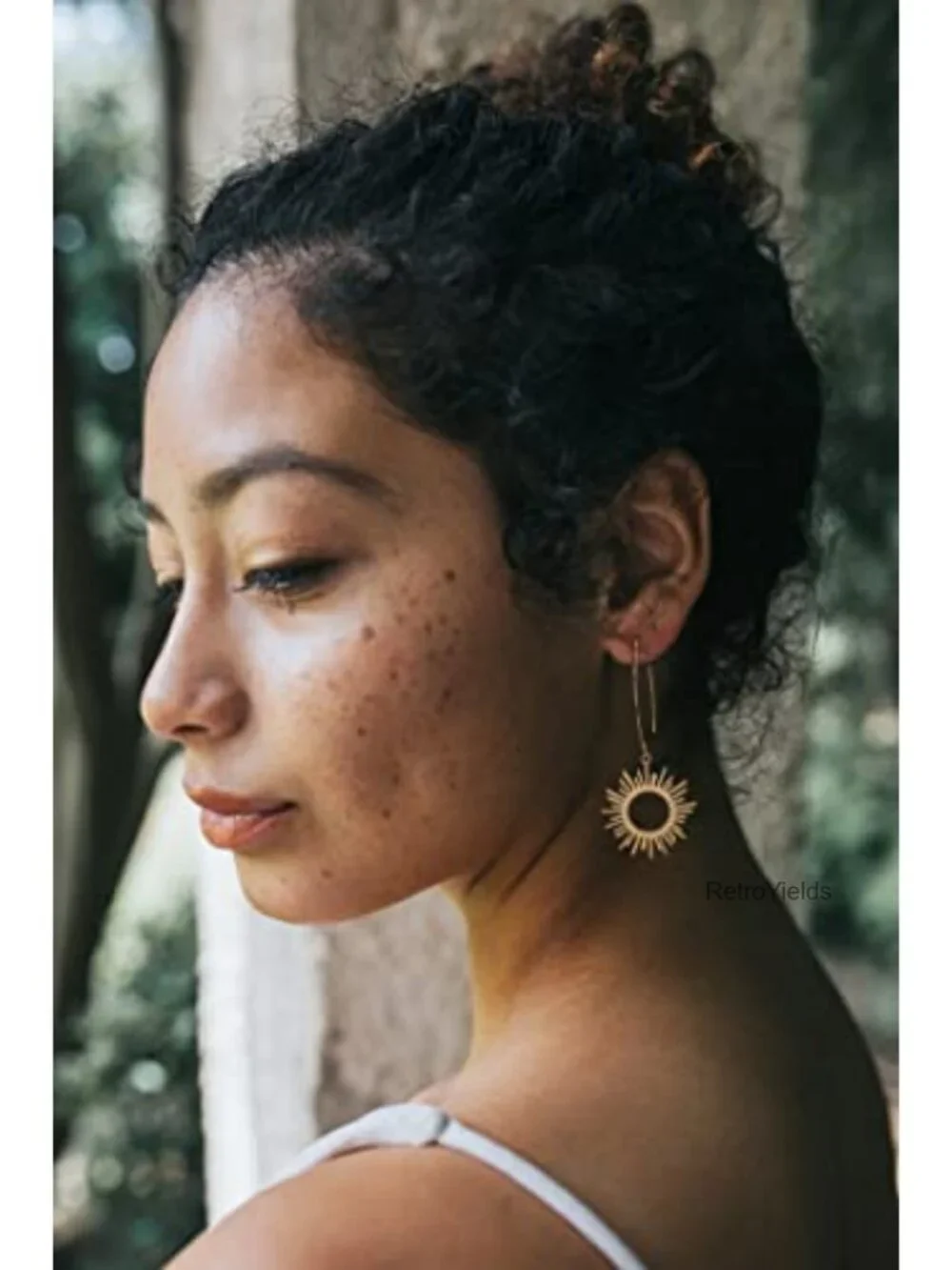 Geometric Drop Dangle Earrings Boho Statement Long Hoops 18k Gold Plated